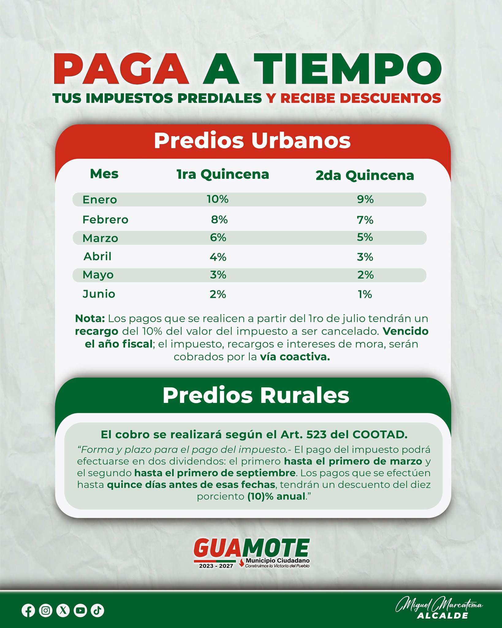 COMUNICADO IMPORTANTE PAGO IMPUESTO PREDIAL